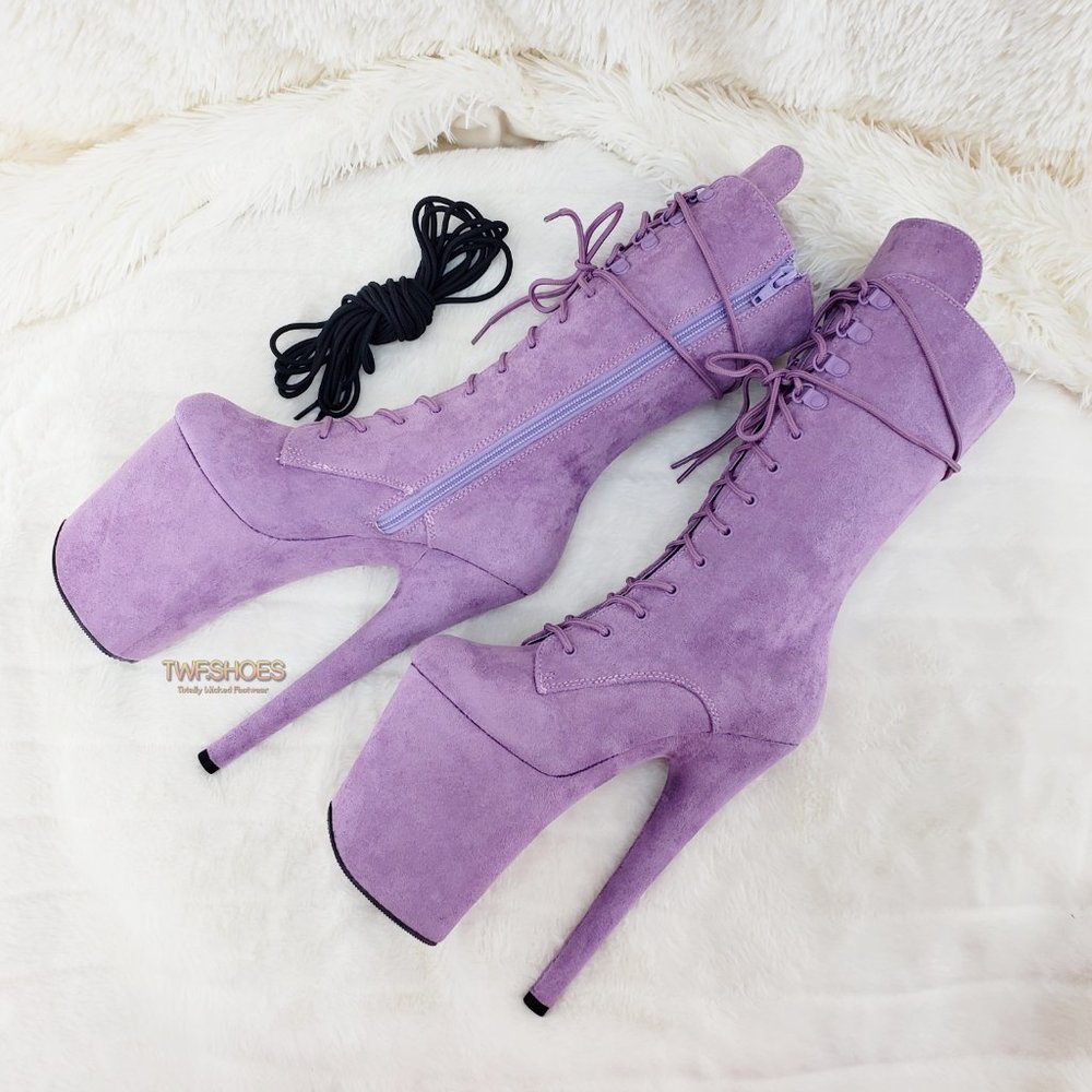 Flamingo 1050 Lilac 8" High Heel Ankle Calf Boots - Picture 3 of 16